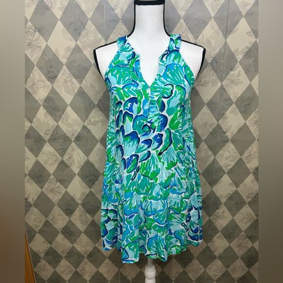 Lilly Pulitzer Blue and Green Achelle Swing Dress - Picture 2 of 7